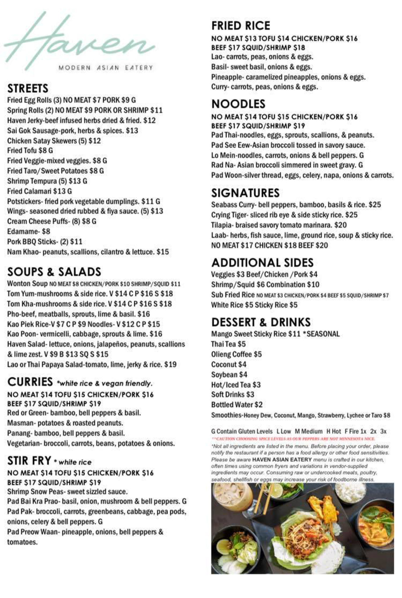 Modern Asian Eatery Menu